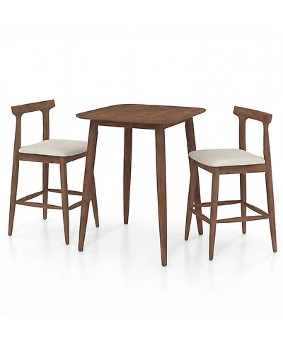 Gouun 3-Piece Counter-Height Bar Table Set with 2 Cushioned Stools