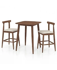 Gouun 3-Piece Counter-Height Bar Table Set with 2 Cushioned Stools