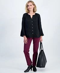 Style & Co Petite Y-Neck Long Bell-Sleeve Blouse, Macy's Exclusive