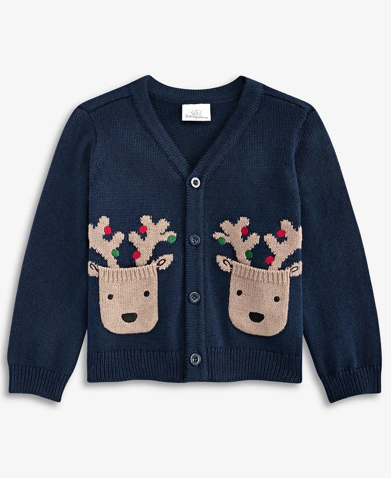 First Impressions Baby Boys' 3M-24M Mix & Match Reindeer Cotton Cardigan, Macy's Exclusive