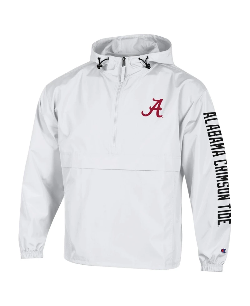 Champion Men's White Alabama Crimson Tide Cloud Packable Half-Zip Hooded Jacket