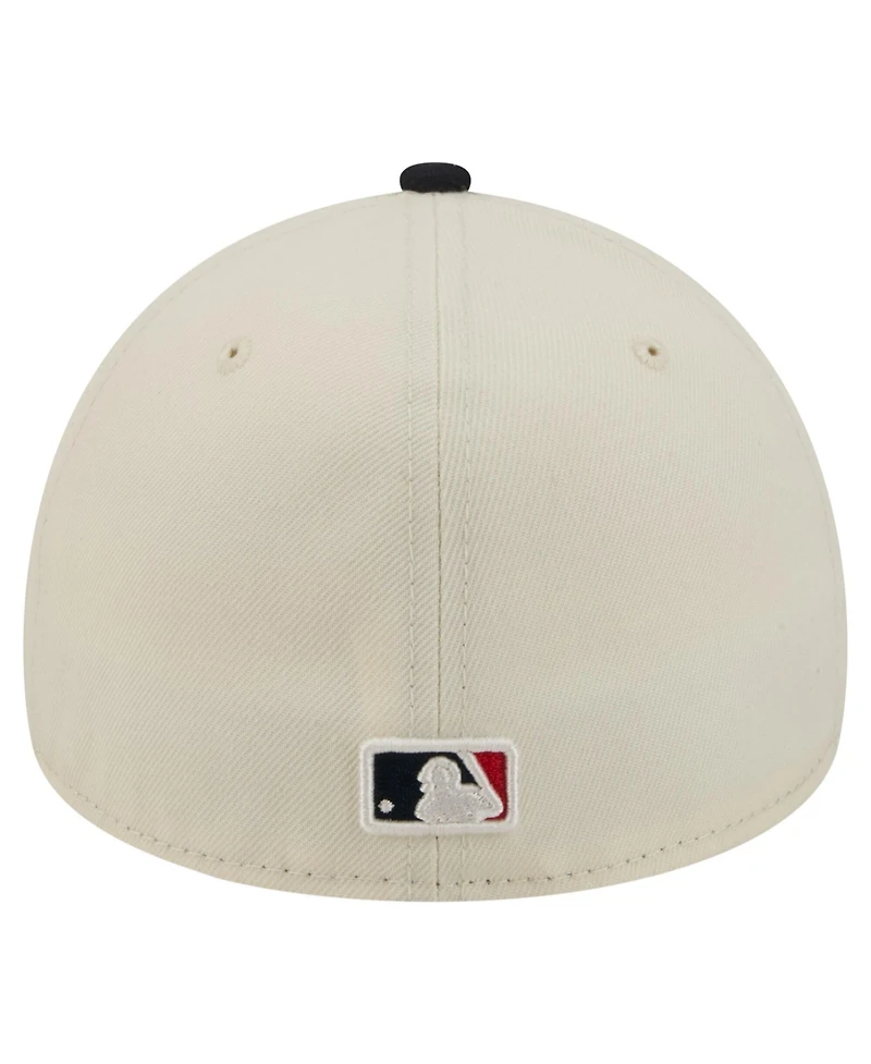 New Era Men's Cream Atlanta Braves Chrome A-Frame 59FORTY Fitted Hat
