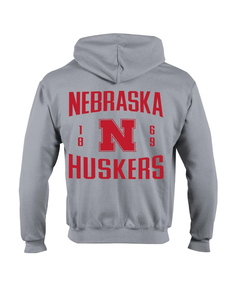Champion Men's Gray Nebraska Huskers Varsity Powerblend Full-Zip Fleece Hoodie