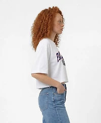 Champion Women's White New England Patriots Boyfriend Cropped T-Shirt
