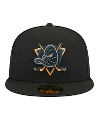 New Era Men's Black Anaheim Ducks Color Pop 59FIFTY Fitted Hat