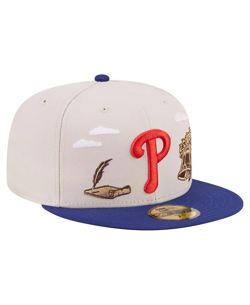 New Era Men's Khaki Philadelphia Phillies City Icon 59FIFTY Fitted Hat