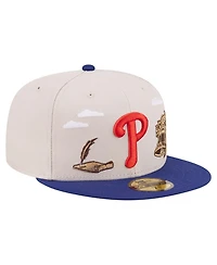 New Era Men's Khaki Philadelphia Phillies City Icon 59FIFTY Fitted Hat