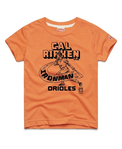 Homage Big Boys and Girls Cal Ripken Jr. Orange Baltimore Orioles Cooperstown Collection Player Graphic Tri-Blend T-Shirt