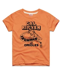 Homage Big Boys and Girls Cal Ripken Jr. Orange Baltimore Orioles Cooperstown Collection Player Graphic Tri-Blend T-Shirt