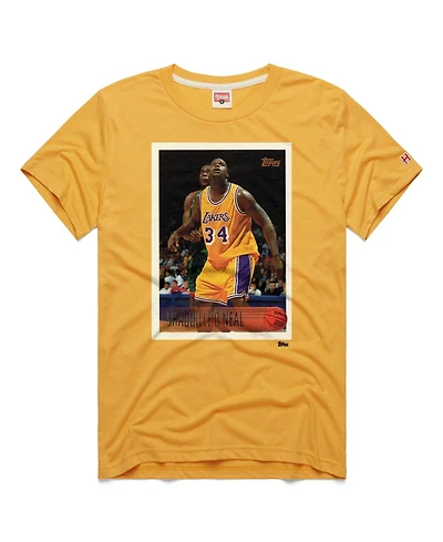 Homage Men's and Women's Shaquille O'Neal Gold Los Angeles Lakers Topps Trading Card Player Tri-Blend T-Shirt