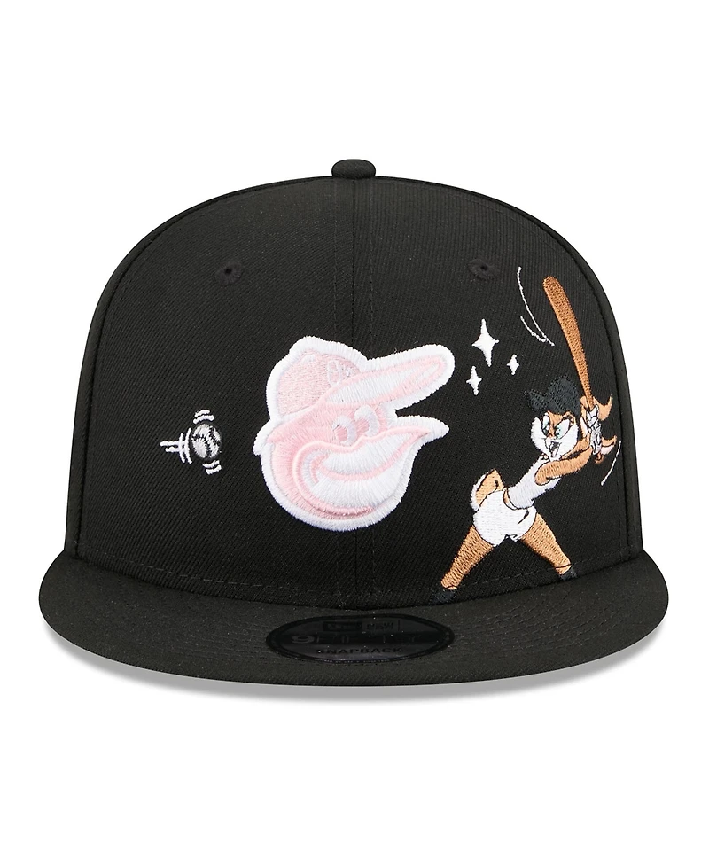 New Era Men's Black Baltimore Orioles Looney Tunes Lola Bunny 9FIFTY Snapback Hat