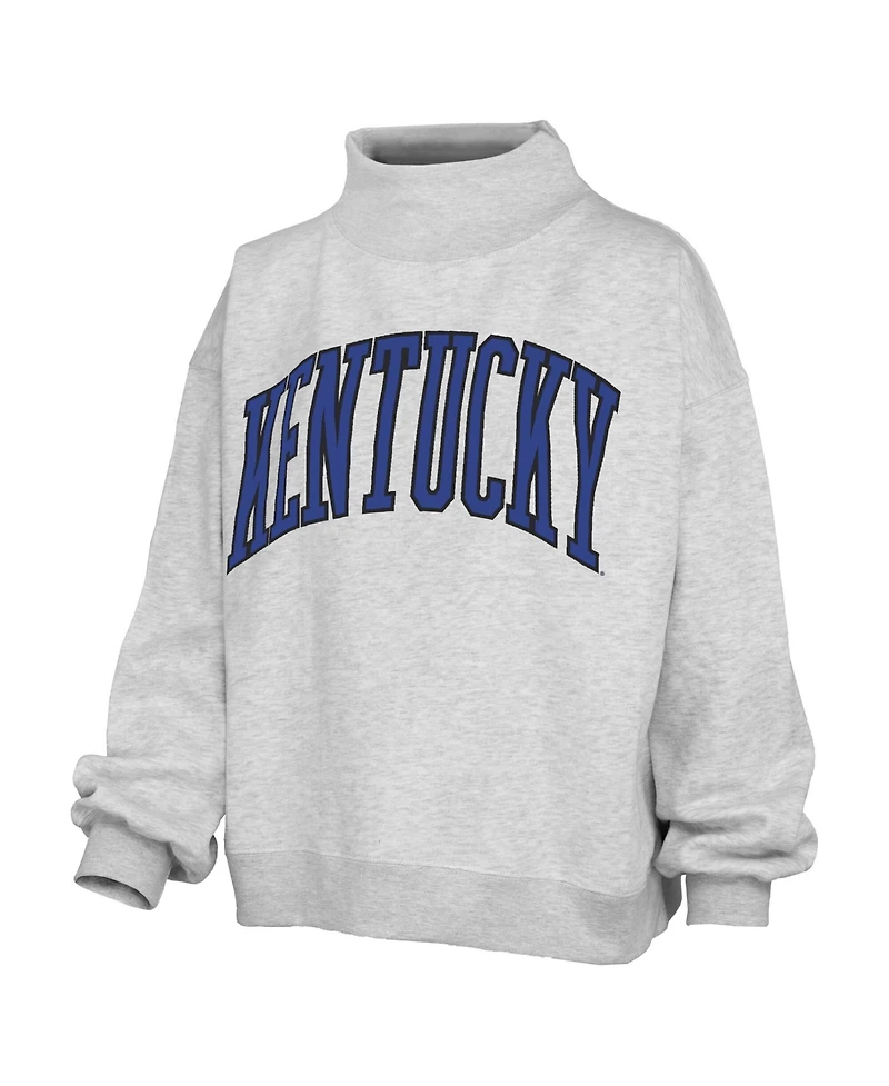Pressbox Women's Heather Gray Kentucky Wildcats Oversized Nelson Mock Neck Sweatshirt