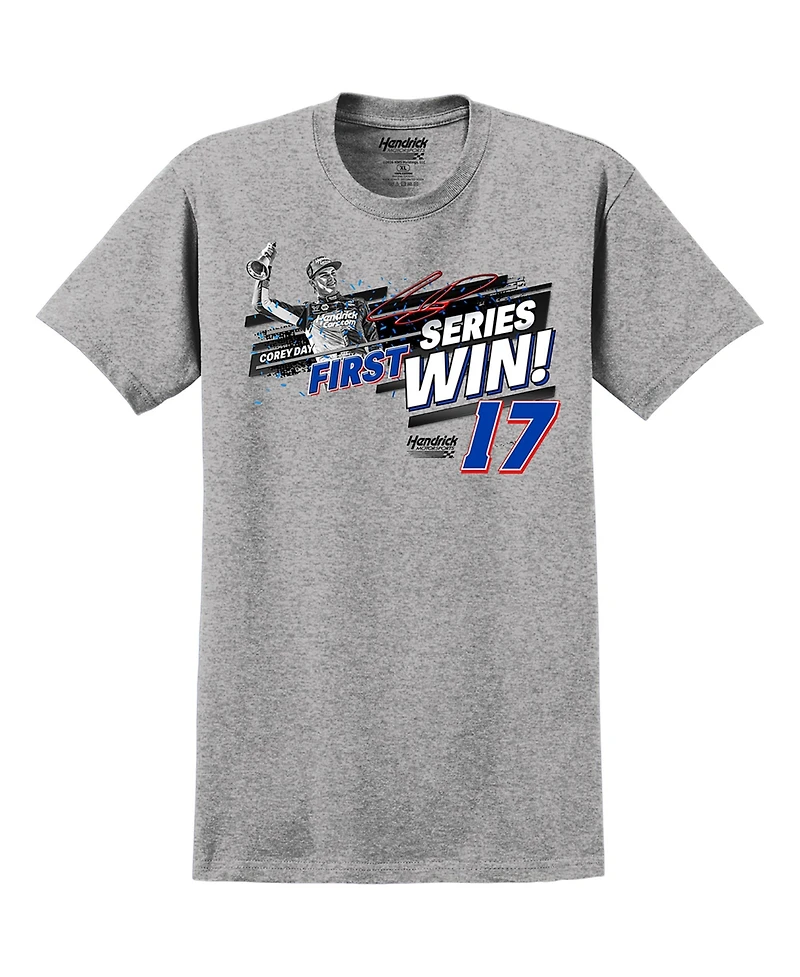 Hendrick Motorsports Team Collection Men's Heather Gray Corey Day 2026 Ag-Pro 300 Race Winner T-Shirt