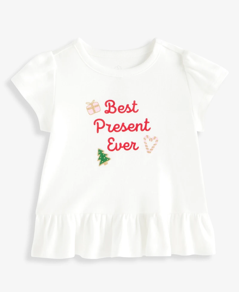 First Impressions Toddler Girls' 2T-4T Mix & Match Short-Sleeve Best Present Ever Peplum Top, Macy's Exclusive