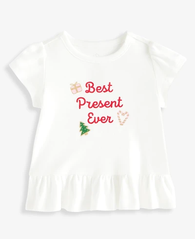 First Impressions Toddler Girls' 2T-4T Mix & Match Short-Sleeve Best Present Ever Peplum Top, Macy's Exclusive
