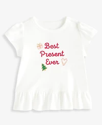 First Impressions Toddler Girls' 2T-4T Mix & Match Short-Sleeve Best Present Ever Peplum Top, Macy's Exclusive