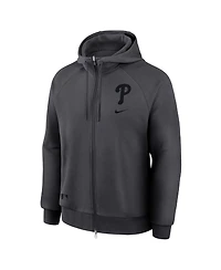 Nike Men's Anthracite Philadelphia Phillies Authentic Collection Player Raglan Dri-fit Full-Zip Hoodie