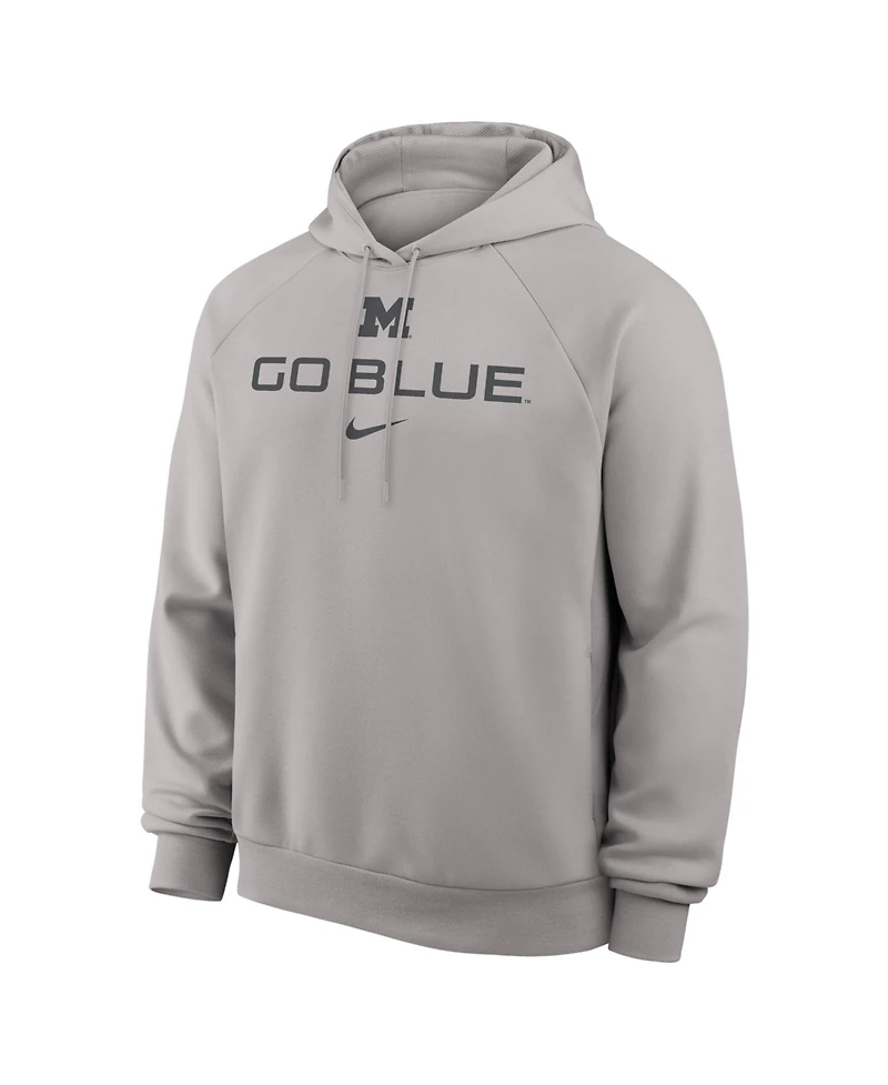 Nike Men's Gray Michigan Wolverines Premium Performance Raglan Dri-fit Hoodie