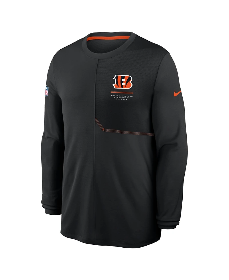 Nike Men's Cincinnati Bengals Sideline Coaches Uv Dri-fit Long Sleeve Shirt