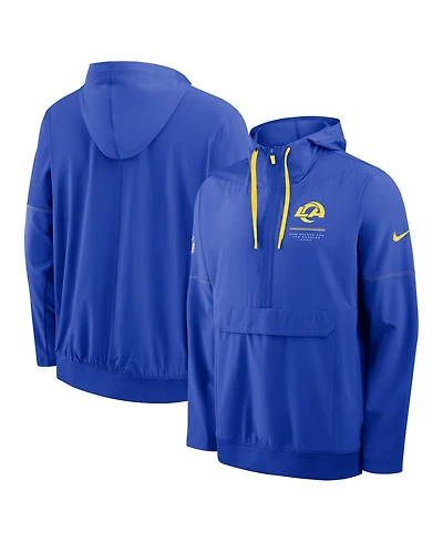 Nike Men's Royal Los Angeles Rams Sideline Anorak Half-Zip Hooded Jacket