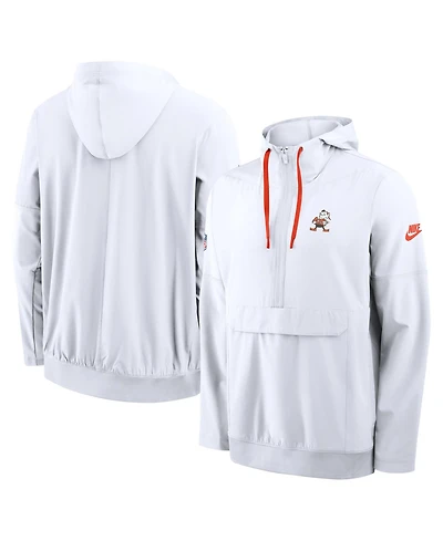 Nike Men's White Cleveland Browns Alt Anorak Half-Zip Hooded Jacket