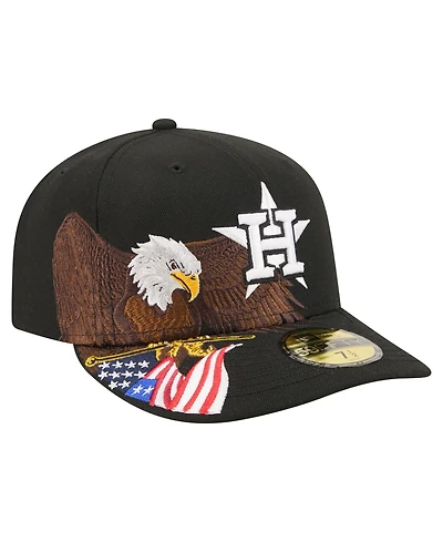 New Era Men's Black Houston Astros Americana Bald Eagle Pre-Curved 59FIFTY Fitted Hat
