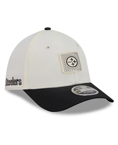 New Era Men's Cream/Black Pittsburgh Steelers 2026 Nfl Training Camp 39THIRTY Flex Hat