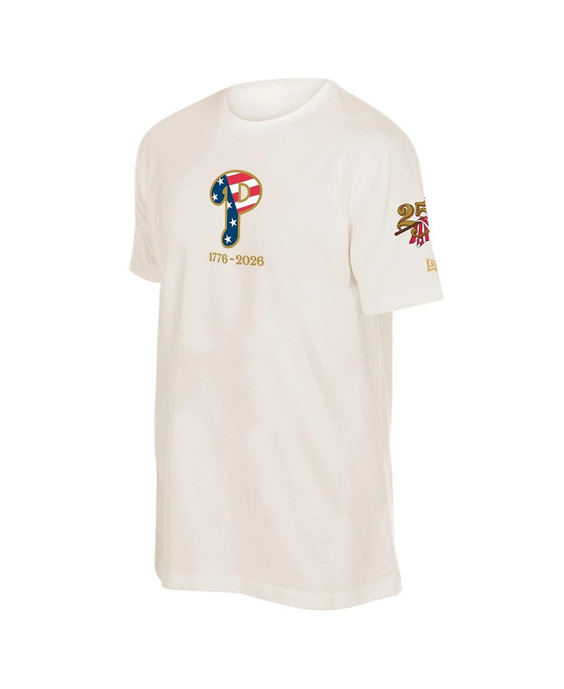 New Era Men's Cream Philadelphia Phillies 250th Fourth of July T-Shirt