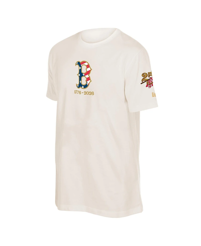 New Era Men's Cream Boston Red Sox 250th Fourth of July T-Shirt