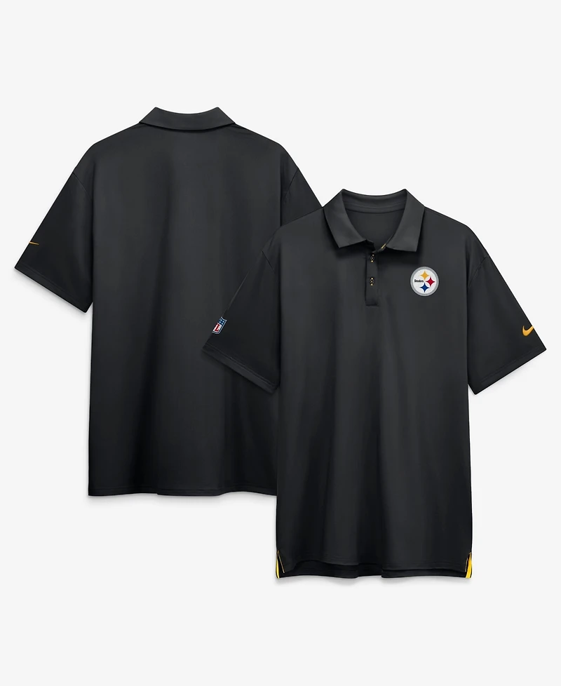Nike Men's Black Pittsburgh Steelers Sideline Tour Dri-fit Polo Shirt