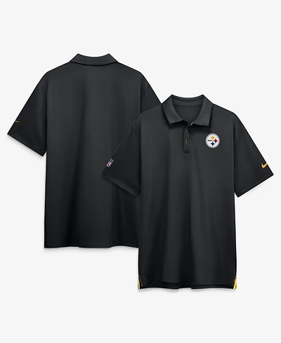 Nike Men's Black Pittsburgh Steelers Sideline Tour Dri-fit Polo Shirt