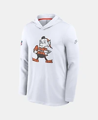 Nike Men's White Cleveland Browns Sideline Dri-fit Long Sleeve Hooded T-Shirt