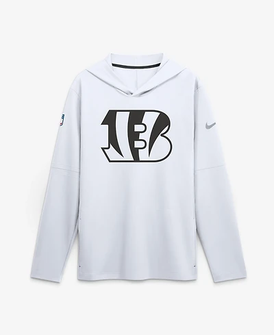 Nike Men's White Cincinnati Bengals Sideline Dri-fit Long Sleeve Hooded T-Shirt