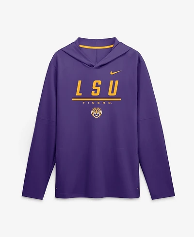 Nike Men's Purple Lsu Tigers 2026 Sideline Lightweight Long Sleeve Hooded Dri-fit T-Shirt