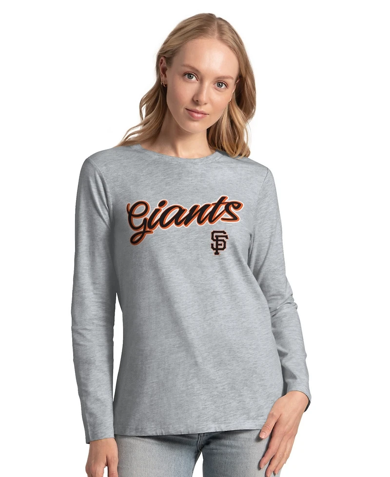 G-iii 4Her by Carl Banks Women's Black/Heather Gray San Francisco Giants Short-Sleeve and Long-Sleeve T-Shirt Combo Pack