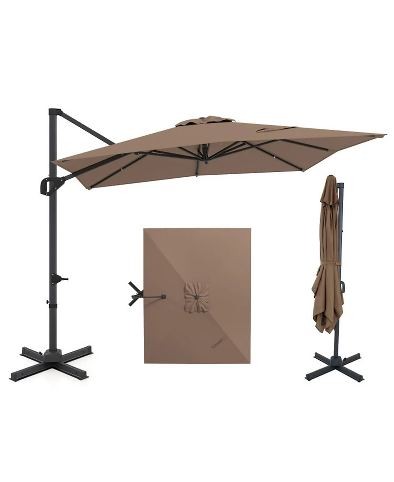 Gouun 11 x 9 Ft Rectangular Cantilever Patio Umbrella with Tilt
