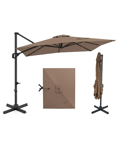 Gouun 11 x 9 Ft Rectangular Cantilever Patio Umbrella with Tilt