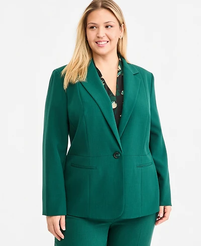 Kasper Plus Single-Button Notch Collar Tailored Blazer