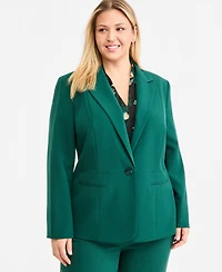 Kasper Plus Single-Button Notch Collar Tailored Blazer