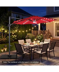 Gouun 10 Ft Cantilever Patio Umbrella with 28 Solar Led Lights