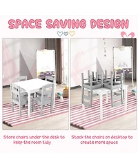 Gouun 5-Piece Kids Wood Table and Chair Set for Playroom
