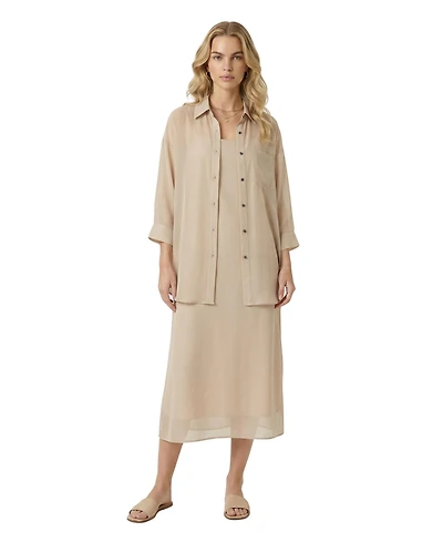Modenaire Women's Sheer Layered Midi Dress Set