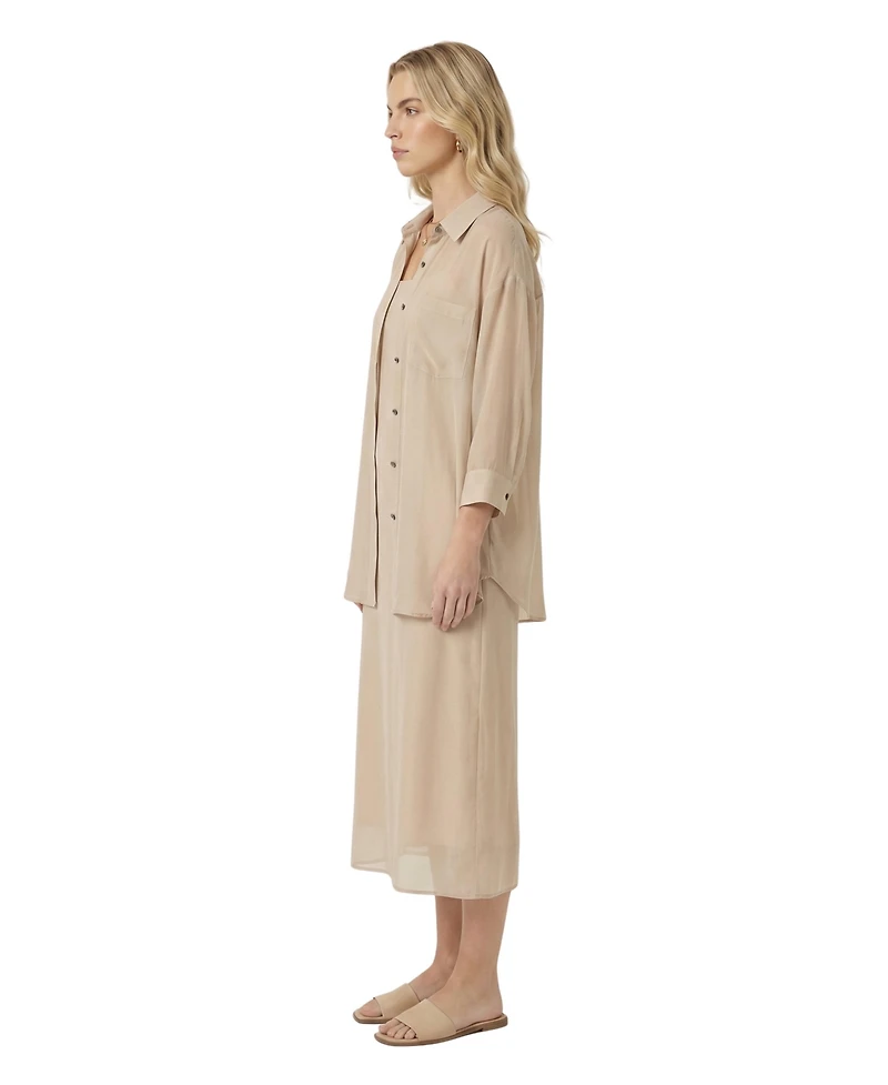 Modenaire Women's Sheer Layered Midi Dress Set