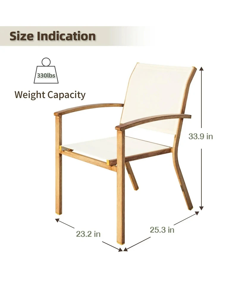 Yiortwo Set of 4 Patio Chairs, Stackable Outdoor Dining Chairs with Arms