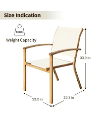 Yiortwo Set of 4 Patio Chairs, Stackable Outdoor Dining Chairs with Arms