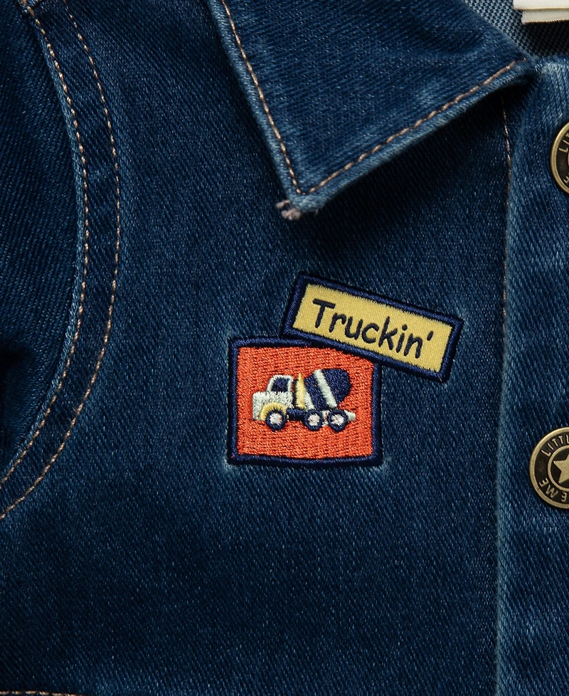 Little Me Baby Boys' Construction Crew Denim Coverall