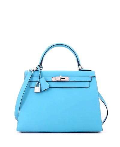 Pre-Owned HERMES Kelly 28 Handbag Epsom with Palladium Hardware