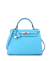 Pre-Owned HERMES Kelly 28 Handbag Epsom with Palladium Hardware