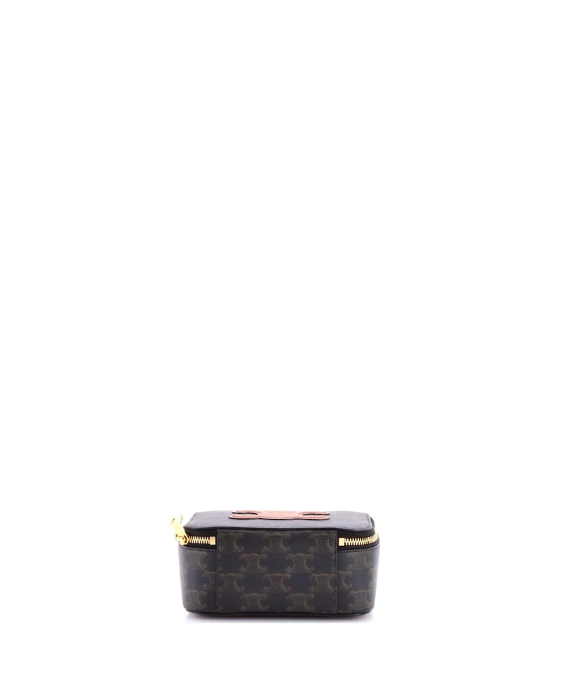 Pre-Owned Celine Mini Cuir Triomphe Box Chain Crossbody Bag Triomphe Coated Canvas