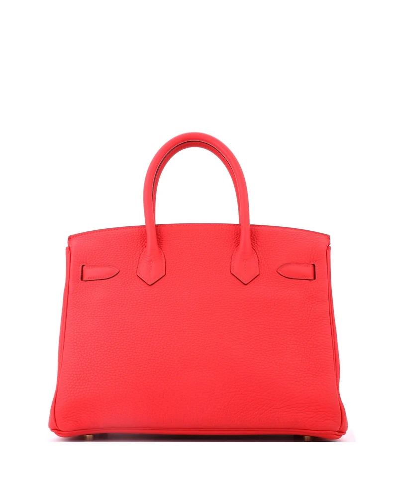Pre-Owned HERMES Birkin 30 Handbag Red Clemence with Gold Hardware